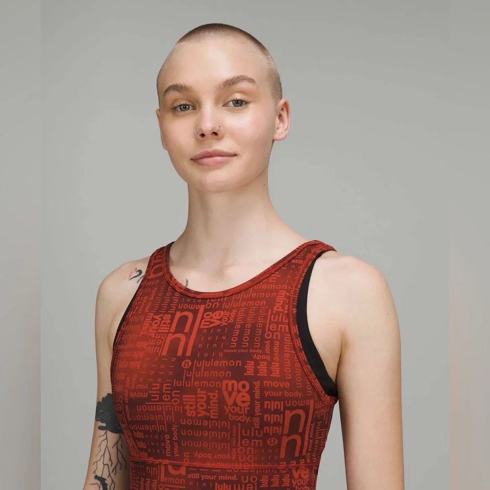 Lululemon Power Pivot Everlux Tank Red Ombre Print XXS